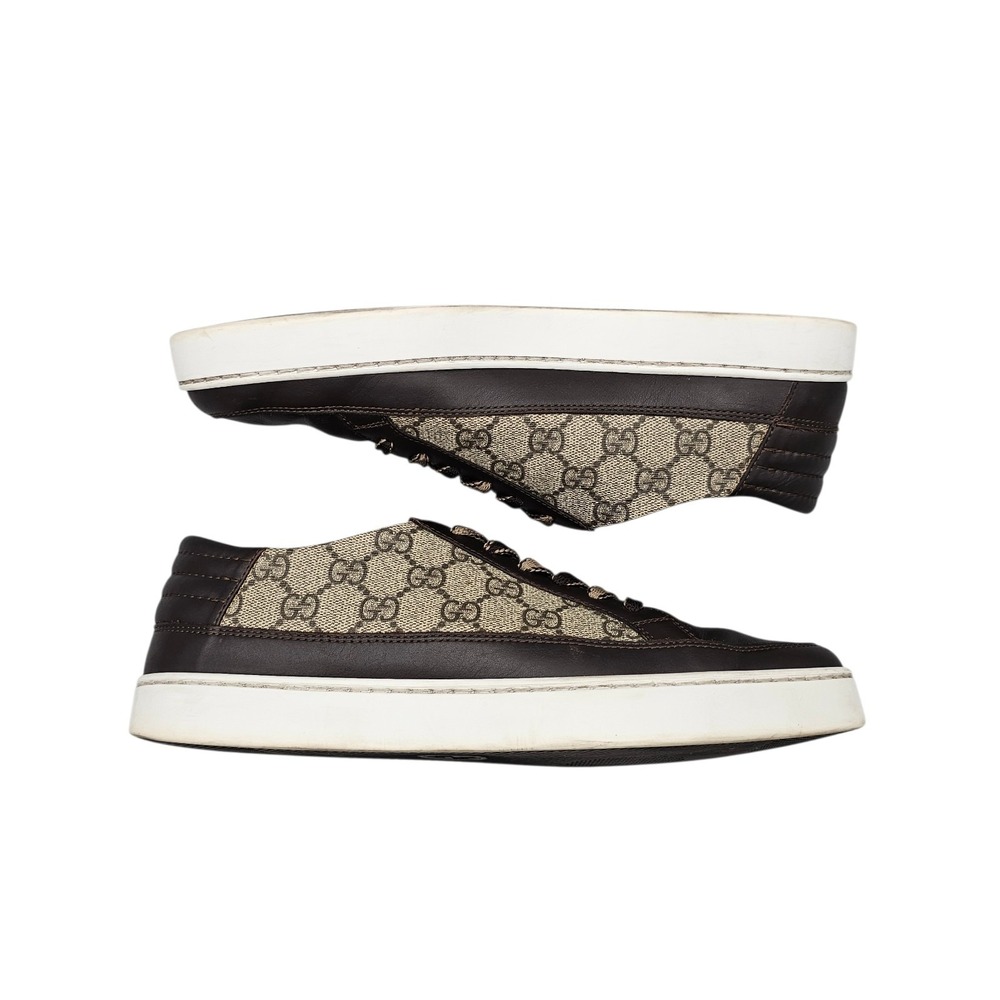 Gucci Men's Size 9.5 US GUC Brown Leather GG Supreme Low Top Sneakers Shoes READ - Picture 6 of 8